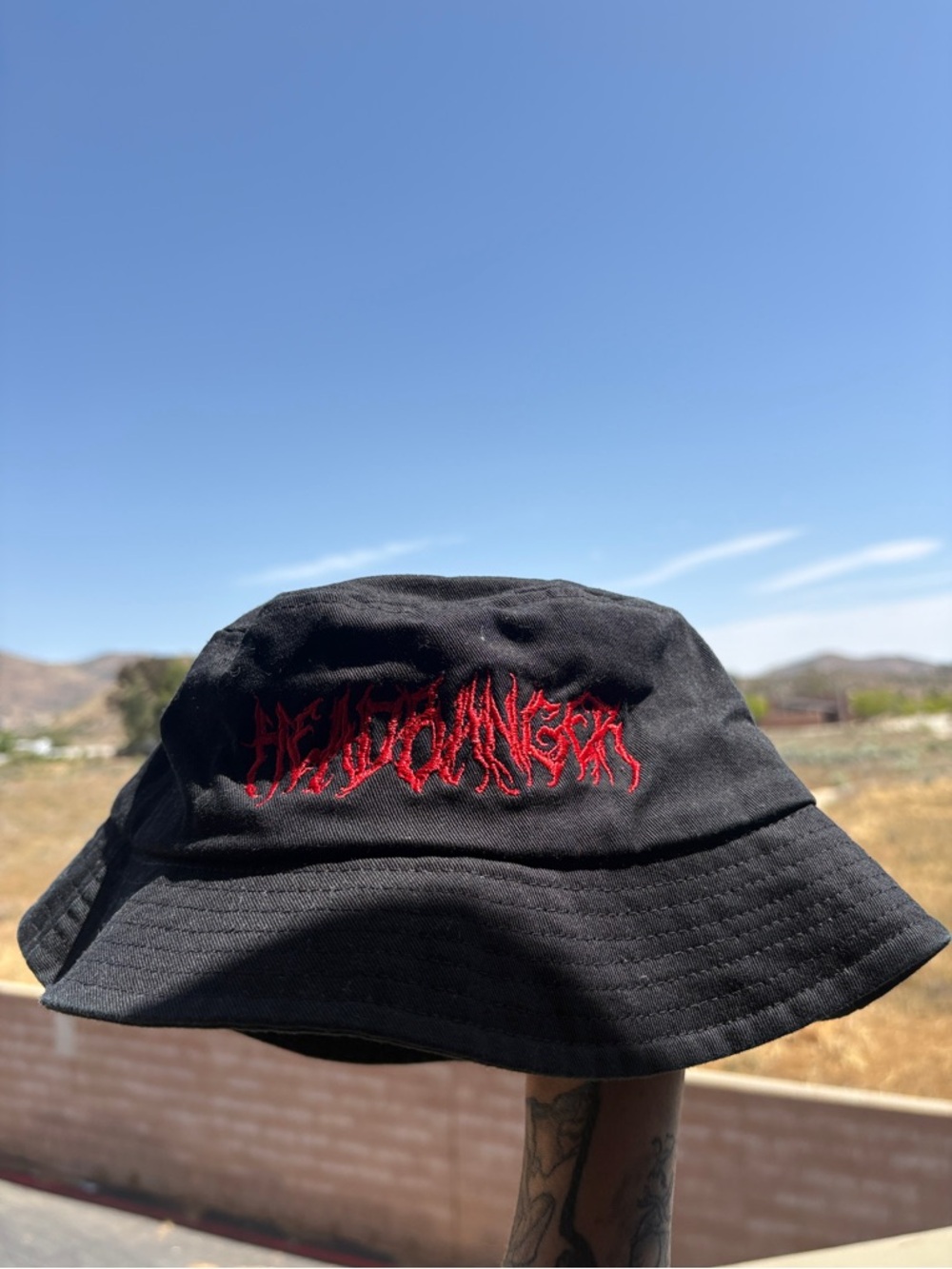 HEADBANGER Bucket Hat with Red Embroidered Logo - Picture 3 of 3